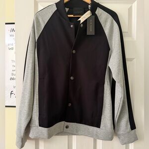 Elie Tahari Black and Gray Bomber Jacket NTW